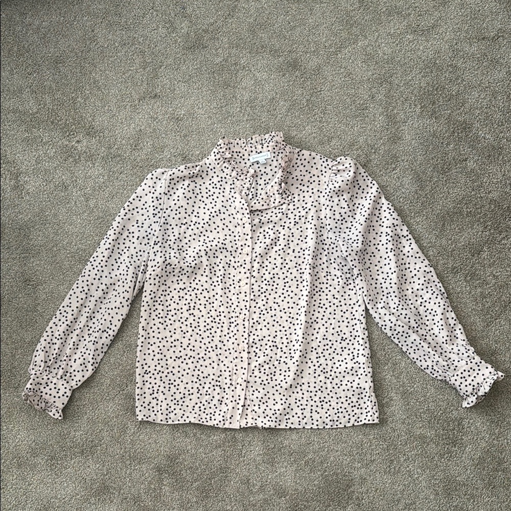 Warehouse White and Black Polka Dot Blouse